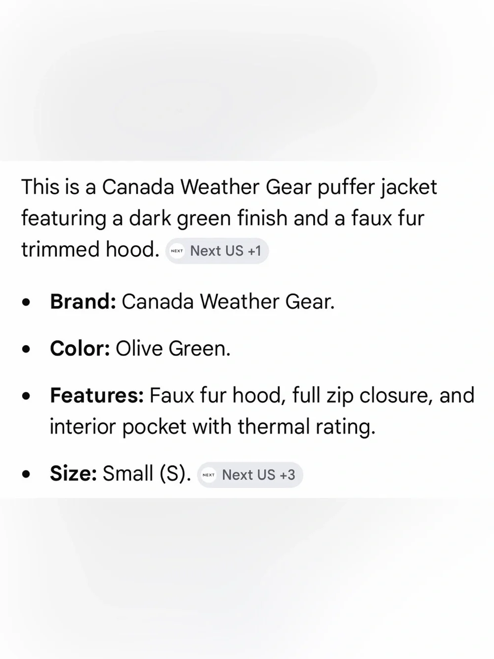 Canada Weathergear Weather-Resistant Kids Puffer Jacket in Olive Green Sz S 7/8